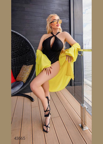 Черный летний женский купальник большого размера Liton