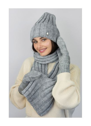 Женский комплект «Сновелла», шапка, шарф, перчатки объемный узор Braxton (370279063)