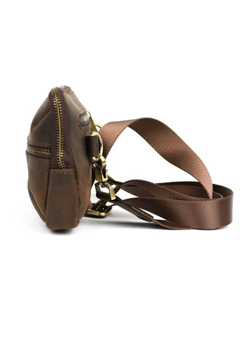 Сумка поясна TARWA з натуральної шкіри коричнева 28×14 см No Brand (400878325)