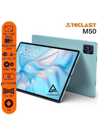 Планшет M50 10.1" 6ГБ, 128ГБ, LTE, 6000мА•год, Android, блакитний Teclast (316680865)