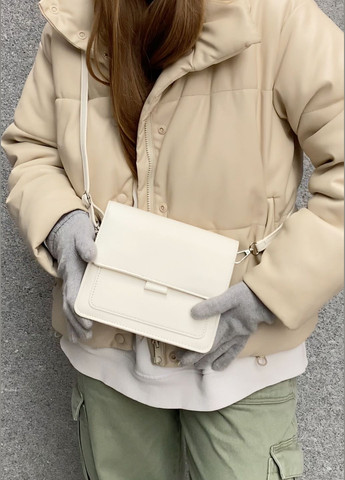 Женская классическая сумка через плечо кросс-боди на широком ремешке 10165 белая No Brand (285794906)