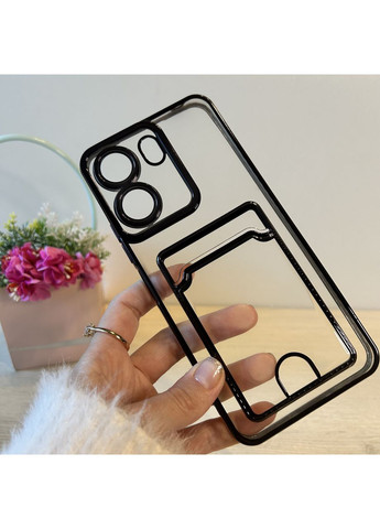 Чохол на xiaomi redmi 13c силіконовий жіночий із сірою рамкою та кишенею під картки No Brand (307923664)