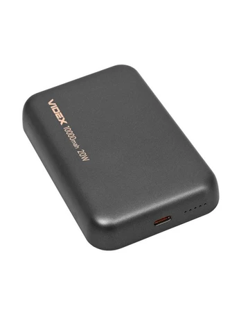 Бездротовий зовнішній зарядний пристрій Power Bank VPB-W102 (PD 20W, 10000mAh, чорний, LED індикатор, магнітна фіксація) Videx (394951865)