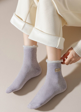 Сиреневые носки с флисом однотонные (316579558)