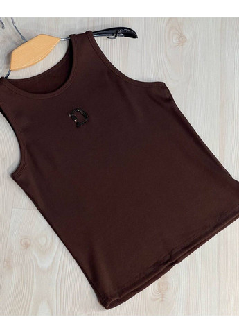 Майка жіноча A-N 27035 у рубчик з вишивкою літери D пайєтками No Brand — 335630894