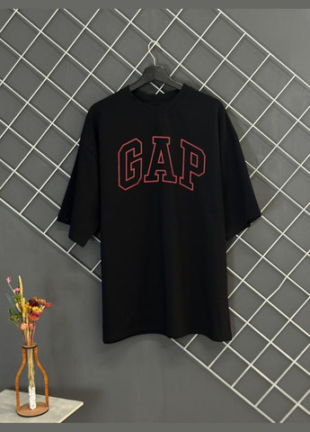 Чорна футболка оверсайз з лого gap чорна з коротким рукавом Vakko