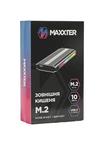 Зовнішня кишеня M.2 (NVMe) USB 3.1 Gen2 RGB (EHDE-2280SRGB-01) Maxxter (402472112)