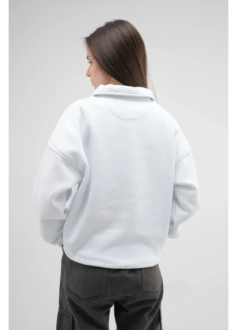 Білий світшот - поло на блискавці жіночий white Taboo clothing company (391917831)