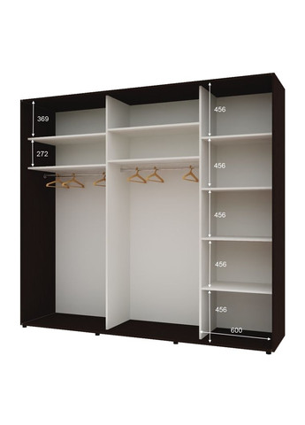 Шафа-купе тридверна 250*60*240 см Венге ДСП + Дзеркало + ДСП Стандарт Комфорт Меблі (360470411)