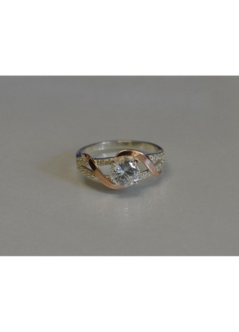 Каблучка срібна з золотими наклакдами та кубічним цирконієм Silver Style (367268336)