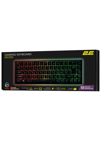 Клавіатура мембранна KG350 68key, USB-A, EN/UA/RU, RGB, 2E Gaming (362712770)