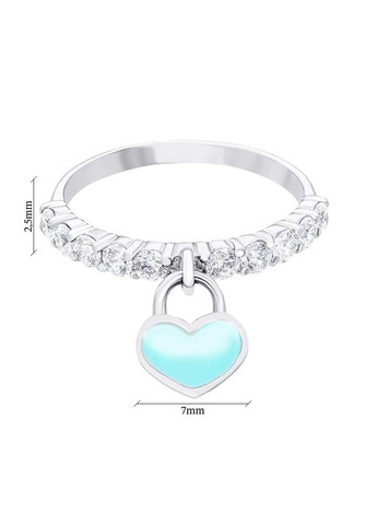 Серебряное кольцо с бирюзовой эмалью Нежное сердце 18,5р UMAX (291883898)