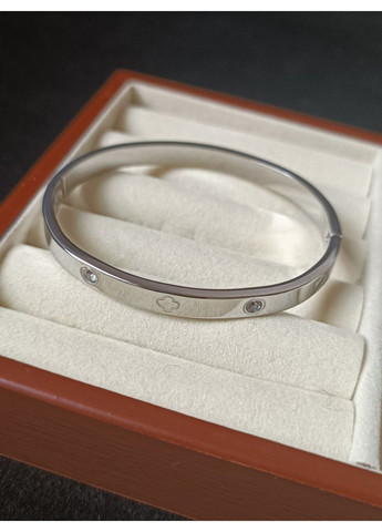 Браслет жіночий із медичної сталі сріблястий з клевером No Brand (368713805)