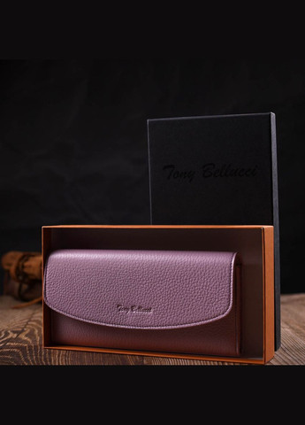 Стильный женский кошелек с монетницей на молнии из натуральной кожи 21964 Лиловый Tony Bellucci (329148996)