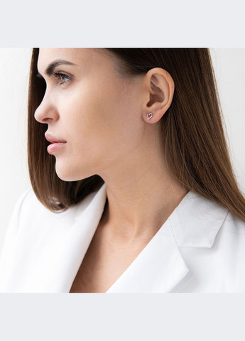 Сережки - пусети Сердечка в білому золоті с07122 Oniks (264025157)