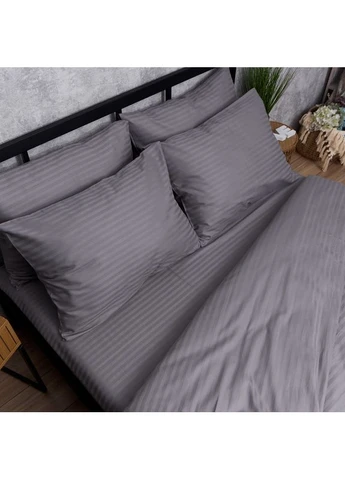 Комплект постільної білизни Satin Stripe Полуторний Євро 160х220 наволочки 2х50х70 (MS-820017171) Moon&Star Silver Stripe (400237326)