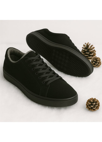 Чорні Зимовий чоловічі зимові кросівки lux 6214 чорні замшеві з вовною Kindzer Lux-6214