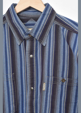 Сорочка чоловіча батальна синього кольору в смужку Let's Shop (292630472)