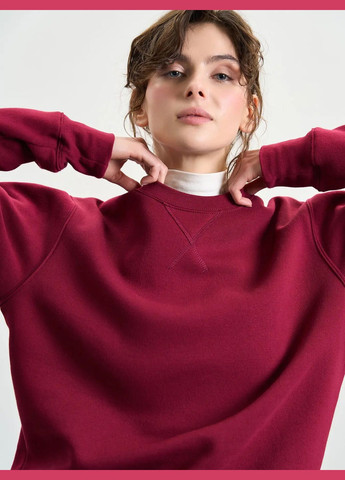 Вишневый свитшот женский утепленный Роза однотонный без декора (325696475)