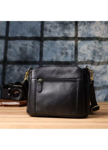 Сумка крос-боді через жіноче плече з натуральної шкіри середня Чорний 38356 Vintage (355245194)
