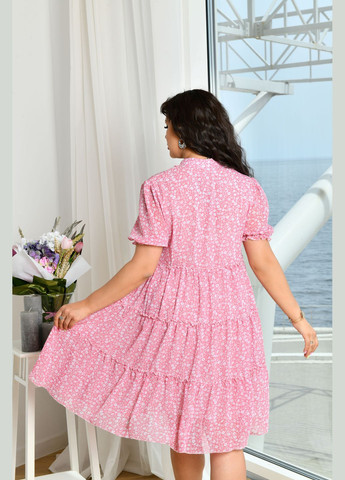 Розовое повседневный трикотажное платье а-силуэт No Brand с цветочным принтом