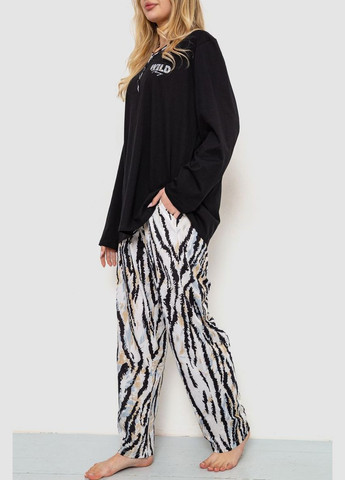 Комбінована піжама жіноча, колір чорно-бежевий, Ager