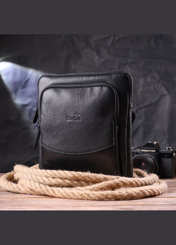 Чоловіча сумка з натуральної шкіри із двома відділеннями через плече чорна (sku_18720) No Brand (328922075)