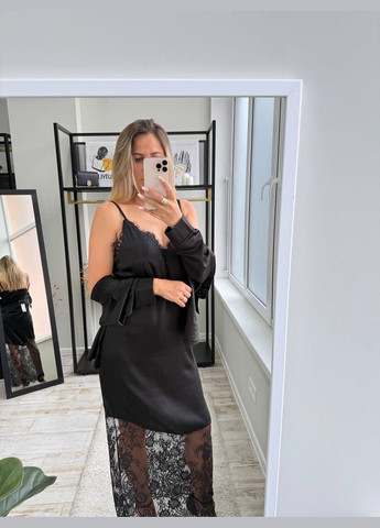 Чорна повсякденний жіноча сукня+сорочка Гермес однотонна