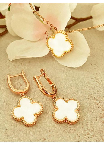 Позолочені Сережки "Конюшина" + Ланцюжок (Кольє) 40см-45см. Позолота No Brand (364502953)