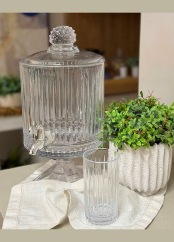 Лимонадниця скляна на ніжці, 4,5 л No Brand (335006793)