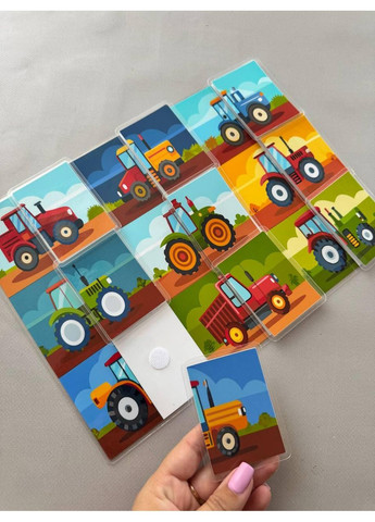 Односторінкова гра на липучках “Тракторці — знайди половинку (пазл)” А4 No Brand (370952807)