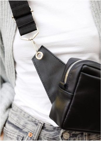 Сумка бананка з натуральної шкіри чорна No Brand (314454909)