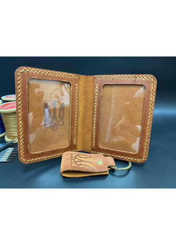 Обкладинка на ID Документи з Гербом із Натуральної Шкіри Ручної Роботи Набір + Брелок Коньячний Колір Обкладинка на Права No Brand (356508843)