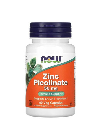 Цинк піколінат 50 мг Zinc Picolinate підтримка імунітету 60 рослинних капсул Now Foods (292731685)