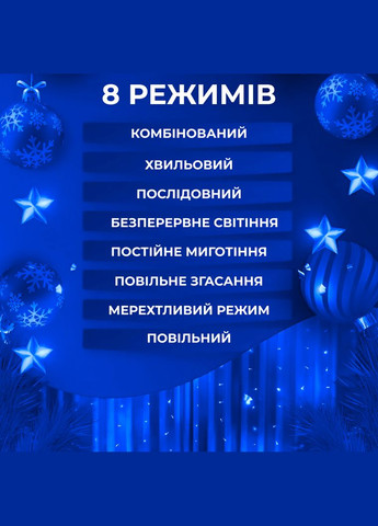 Гірлянда-штора Роса 200 LED розмір 3*2 м, синій GarlandoPro 173302BL No Brand (339054066)