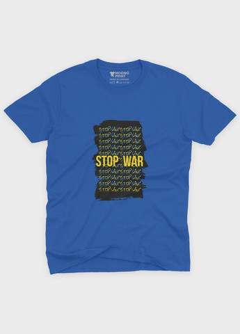 Синяя летняя мужская футболка с патриотическим принтом top war s (ts001-5-brr-005-1-118-f) Modno