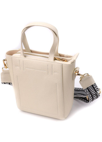 Сумка для жінок із натуральної шкіри з модним трапецієподібним кроєм 22917 Білий Vintage (361679836)