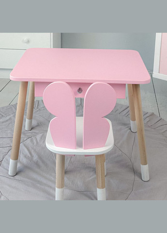 Дитячий столик і стільчик рожевий. Столик із шухлядою для олівців і розмальовок No Brand (361259116)