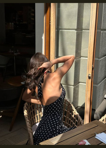 Чорно-білий святковий, коктейльна, кежуал, повсякденний, відвертий, джинсова, вечірня сукня Україна в горошок