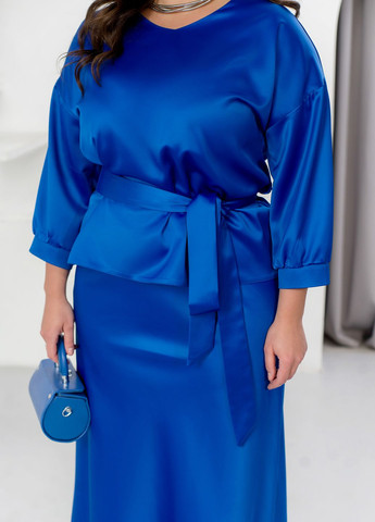 Шелковый юбочный костюм женский (блуза + юбка) No Brand (369560232)