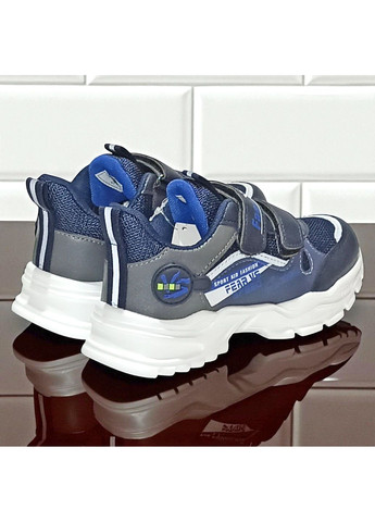 Синие демисезонные ортопедические текстильные кроссовки на липучках для мальчика Boyang