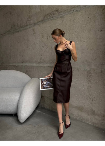Коричнева повсякденний сукня жіноча KaraMix однотонна