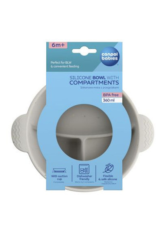 Тарілка дитяча (51/403_grey) Canpol Babies DOTS силіконова на присосці з секціями, сіра (366158128)