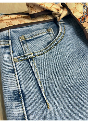 Шорты женские джинсовые 513 бермуды с высокой посадкой и поясом-платком голубые Moss (330644680)