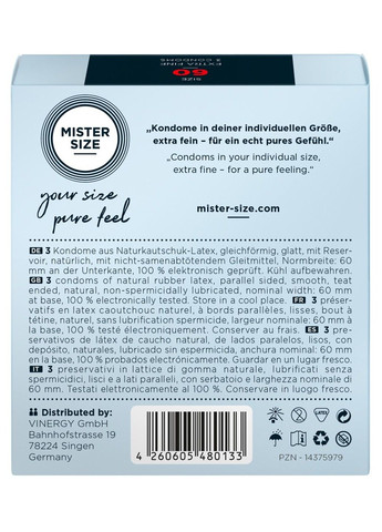 Презервативы MISTER SIZE (60 мм) 3шт No Brand (284236136)