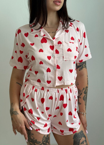 Рожева всесезон піжама в сердечка колекції «імпульс» VIDCHUY