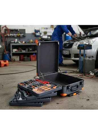 Набор комплект инструментов в алюминиевом кейсе с замками под ключ 4 съемными органайзерами 1000 элементов (482217-Prob) Unbranded (371991973)