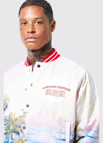 Кремова демісезонна куртка-бомбер Boohoo