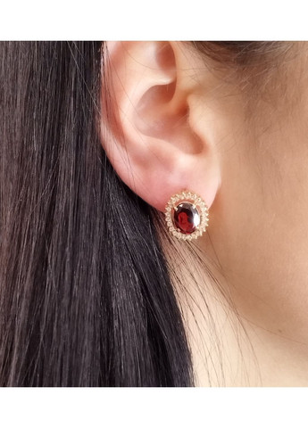 Золотые серьги с гранатом 2172 No Brand Сережки (370161683)