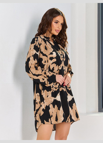 Чорна повсякденний сукні сукня-сорочка ISSA PLUS з абстрактним візерунком